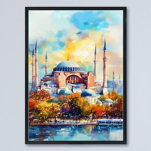 Istanbul Watercolor Poster Wall Art Istanbul Wall Hanging Home Décor Istanbul Gift Art Lovers Turkey Art Lover Gift