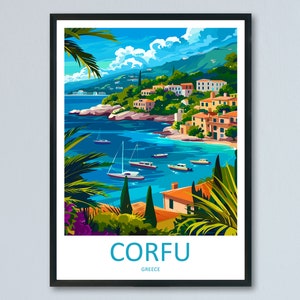 Stampa da parete Corfù Travel Art Corfù Grecia Decorazione da parete per la casa Corfù Regalo per amanti dell'arte Stampa artistica da parete Corfù Decorazione da parete Grecia Poster