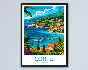 Corfu Travel Print Wall Art Corfu Greece Wall Hanging Home Decoration Corfu Gift Art Lovers Wall Art Print Corfu Wall Décor Greece Poster