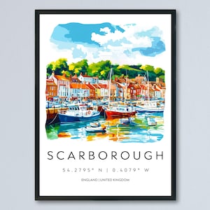Scarborough Watercolor Poster Scarborough England Travel Print Wall Art Scarborough Home Decor Scarborough Gift Art Lovers Yorkshire Seaside