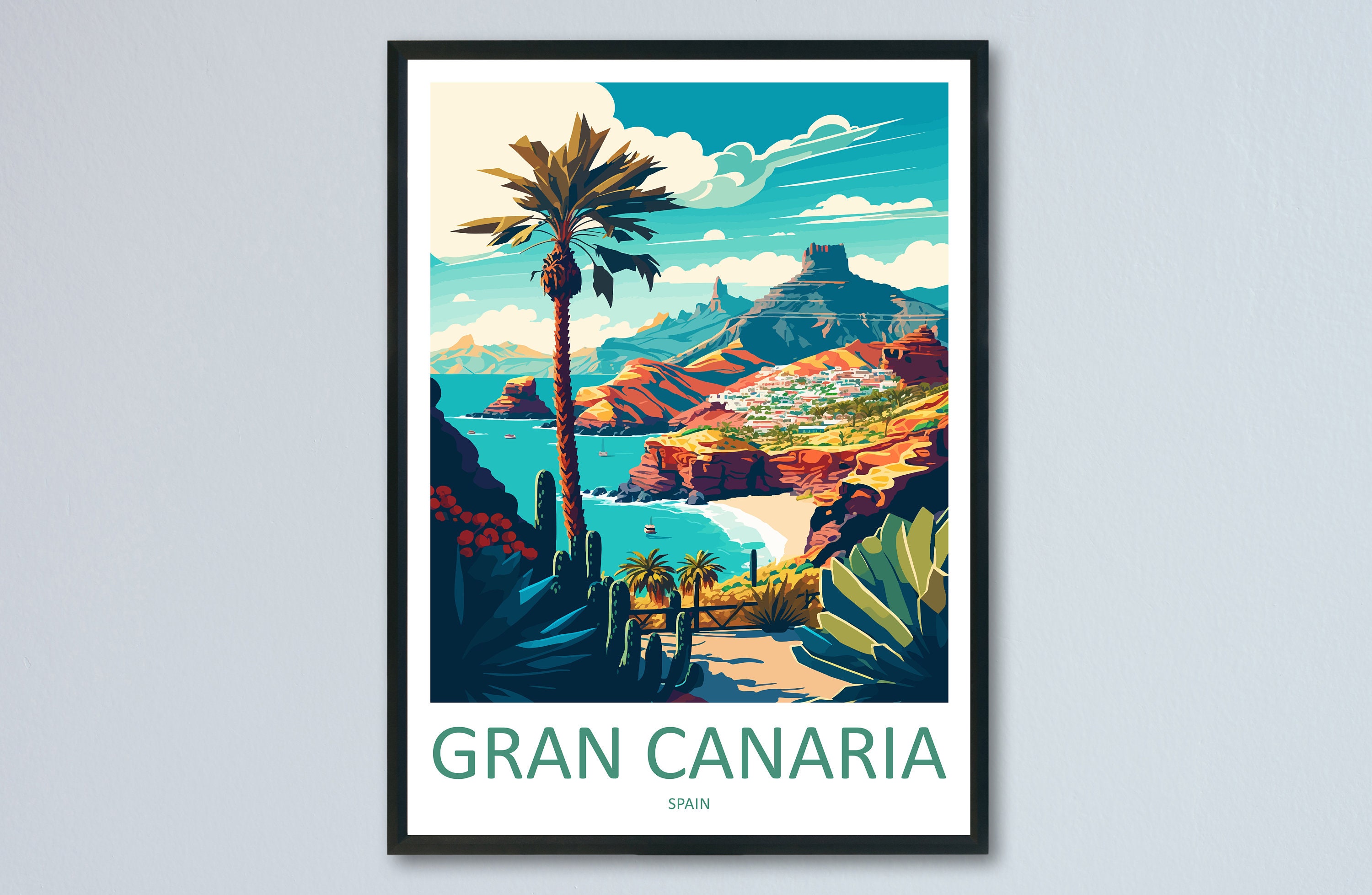 Gran Canaria Travel Print Wall Art Gran Canaria Wall Hanging image