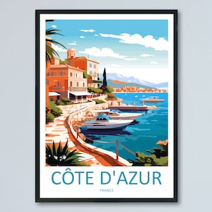Cote D&#39;azur Travel Print Wall Art Cote D&#39;azur Wall Hanging Home Decor Cote D&#39;azur France Gift Art Lovers Wall Art Print Art Cote D&#39;azur