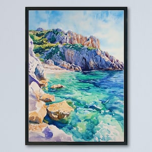 Sardinia Watercolor Poster Wall Art Sardinia Wall Hanging Home Décor Sardinia Gift Art Lovers Italy Art Lover Gift, Italian Cityscape Print