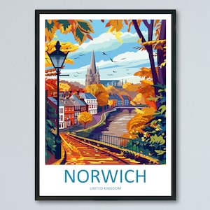Norwich Travel Print Wall Art Norwich Wall Hanging Home Décor Norwich Gift Art Lovers England Art Lover Gift Norwich Travel Gift