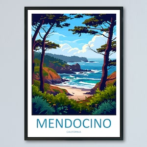 Mendocino Travel Print Wall Art Mendocino Wall Hanging Home Décor Mendocino Gift Art Lovers California Art Lover Gift Mendocino Art Print