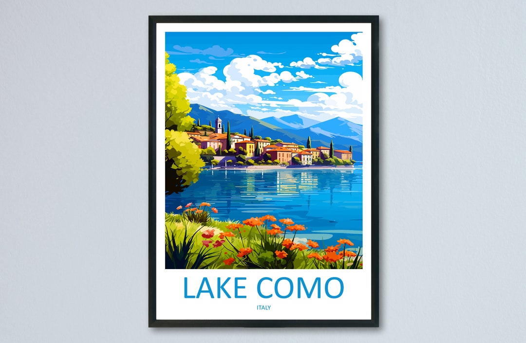 Lake Como Travel Print Wall Art Lake Como Italy Wall Hanging Home