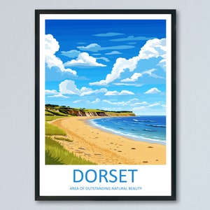 Dorset reisafdruk muurkunst Dorset muur hangend woondecor Dorset cadeau kunstliefhebbers muurkunst AONB-afdruk