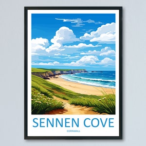 Impresión de viaje de Sennen Cove Arte de pared Colgante de pared de Sennen Cove Decoración del hogar Regalo de Sennen Cove Amantes del arte Regalo para amantes del arte de Cornualles