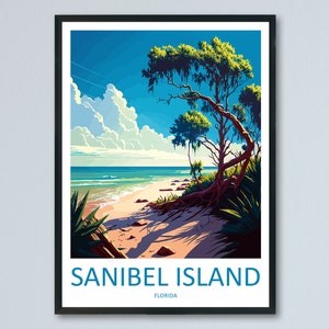 Sanibel Island Reisedruck Wandkunst Sanibel Island Wandbehang Wohnkultur Sanibel Island Geschenk Kunstliebhaber Florida Kunst Geschenk Sanibel Island