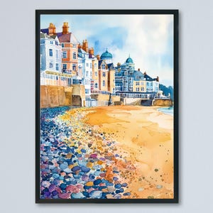 Brighton and Hove Aquarell Poster Brighton Reise Print England Wand Kunst Meer Dekor Brighton Pier Küstenstadt Landschaft Szene Print
