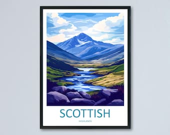 Schottisches Hochland Reise-Druck Highlands Home Dekor Schottisches Hochland Kunstdruck Highlands Wanddruck Für schottisches Geschenk für Schottland-Wand