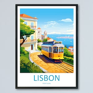 Impressão de viagem de Lisboa Arte de parede de Lisboa Decoração de casa Presente de Lisboa Amantes da arte Portugal Presente de amante da arte Cartaz de Lisboa
