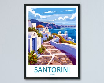 Santorini Travel Print Wall Art Santorini Greece Wall Hanging Home Decoration Santorini Gift Art Lovers Wall Art Print Santorini Greek Print