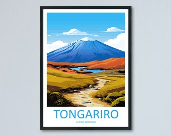 Tongariro Alpine Crossing Travel Print Wall Art Tongariro Alpine Crossing muur hangend Home decor Tongariro Alpine Crossing cadeau kunstliefhebbers