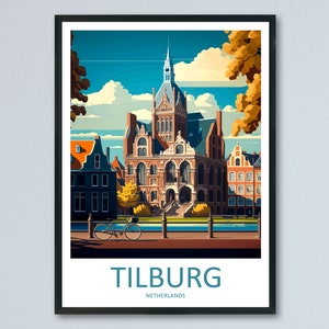 Tilburg Travel Print Wandkunst Tilburg Wandbehang Home Décor Tilburg Geschenk Kunstliebhaber Niederlande Kunstliebhaber Geschenk Tilburg Travel Art