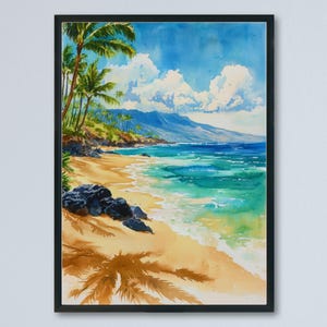 Kaanapali Beach Watercolor Poster Wall Art Kaanapali Beach Wall Hanging Home Décor Kaanapali Beach Gift Art Lovers United States Wall Art