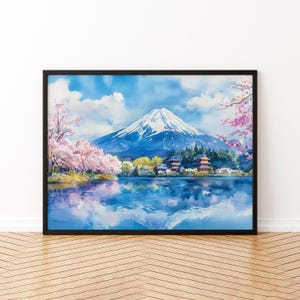 Mount Fuji Watercolor Poster Landscape Wall Art Mount Fuji Wall Hanging Home Décor Mount Fuji Gift Art Lovers Japan Wall Art