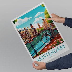 Amsterdam Travel Print Wall Art Amsterdam Wall Hanging Home Décor Amsterdam Gift Art Lovers Netherlands Art Lover Gift Amsterdam Decor image 5