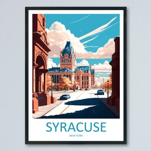 Impresión de viaje de Syracuse Arte de pared Colgante de pared de Syracuse Decoración del hogar Regalo de Syracuse Amantes del arte Póster de amante del regalo del arte del estado de Nueva York