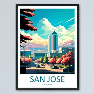 San Jose reizen afdrukken kunst aan de muur San Jose muur hangende huisinrichting San Jose cadeau kunstliefhebbers Californië kunstposter San Jose muur poster reizen