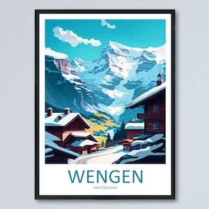 Wengen Reise Print Wandkunst Wengen Wandbehang Wohnkultur Wengen Geschenk Kunstliebhaber Schweiz Kunstliebhaber Geschenk Wengen Reisekunst