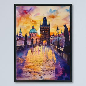 Prague Watercolor Poster Wall Art Prague Wall Hanging Home Décor Prague Gift Art Lovers Czech Republic Wall Art