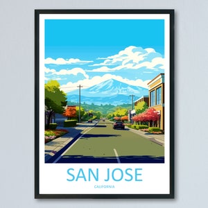 San Jose reizen afdrukken kunst aan de muur San Jose muur hangende huisinrichting San Jose cadeau kunstliefhebbers Californië kunstposter San Jose muur poster reizen