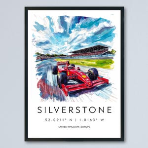 Silverstone Watercolor Poster Wall Art Silverstone Wall Hanging Home Décor Silverstone Gift Art Lovers United Kingdom Wall Art