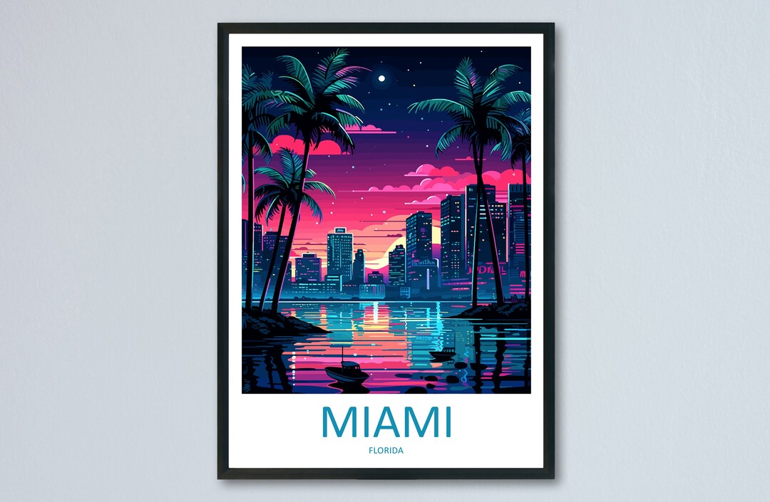 Miami Travel Print Wall Art Miami Wall Hanging Home Décor Miami Gift