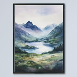 Scottish Highlands Watercolor Poster Scottish Highlands Travel Print Scottish Highlands Wall Art Scottish Highlands Landscape Painting