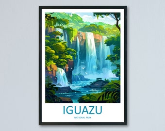 Stampa da parete con stampa di viaggio sulle cascate di Iguazu, decorazione da parete per la casa, regalo per amanti dell'arte sulle cascate di Iguazu, stampa artistica sulle cascate di Iguazu