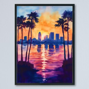 San Diego Watercolor Poster San Diego California Travel Print Wall Art San Diego Home Decor San Diego Gift Art Lovers California