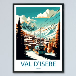 Val d&#39;isere Travel Print Wall Art Val d&#39;isere Wall Hanging Home Décor Val d&#39;isere Gift Art Lovers Ski Art Lover Gift Val d&#39;isere Print Ski