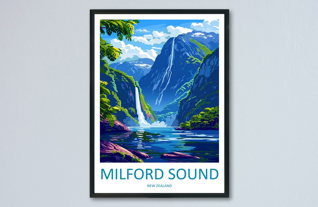 Milford Sound Travel Print Wall Art Milford Sound Wall Hanging Home ...