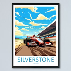 Racing Travel Print Wall Decor Silverstone Circuit Poster Motorsport Travel Print Art Print Racing Illustration England Race car Art