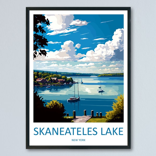 Skaneateles Lake Travel Print Wall Art Skaneateles Lake Wall Hanging Home Décor Skaneateles Lake Gift Art Lovers New York State Art Gift