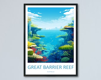 Great Barrier Reef Reise-Druck Wandkunst Great Barrier Reef Wandbehang Wohnkultur Great Barrier Reef Geschenk Kunstliebhaber Wandkunst Australien