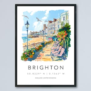 Brighton Watercolor Poster Brighton Travel Print Brighton Wall Art Brighton Seaside Painting Brighton Souvenir UK Decor