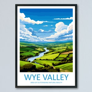 Wye Valley Travel Print Wall Art Wye Valley Wall Hanging Home Decor Wye Valley Gift Art Lovers Wall Art AONB Wall Print AONB Travel Print