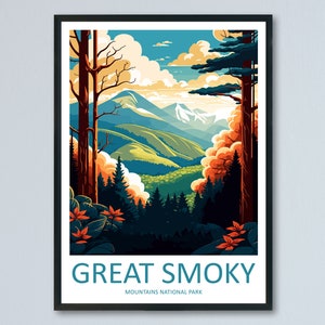 Great Smoky Mountains National Park Reise Print Wandkunst Great Smoky Mountains Nationalpark Wandbehang Home Décor Great Smoky Mountains