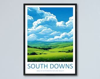 South Downs Travel Print Wall Art South Downs Wall Hanging Home Decor South Downs Gift Art Lovers Wall Art AONB Wall Print AONB Travel Print