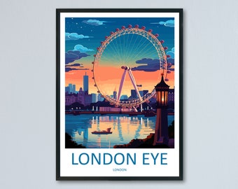 London Eye Travel Print Wall Art London Eye Wall Hanging Home Décor London Gift Art Lovers London Eye Art Lover Gift London Eye Travel Gift
