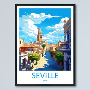 Impresión de viaje de Sevilla Arte de pared Colgante de pared de Sevilla Decoración del hogar Regalo de Sevilla Amantes del arte Regalo para amantes del arte de España Impresión de Sevilla Arte de pared de España