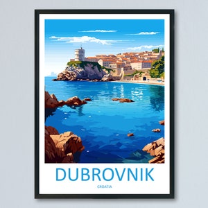 Dubrovnik print Dubrovnik Home decor landschapskunst print Dubrovnik muur kunst voor Kroatië liefhebber cadeau muur opknoping Dubrovnik Kroatië print