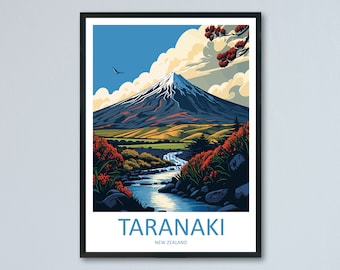 Impresión de viaje de Taranaki, arte de pared, colgante de pared de Taranaki, decoración del hogar, regalo de Taranaki, amantes del arte, regalo para amantes del arte de Nueva Zelanda, impresión, arte de pared de Taranaki