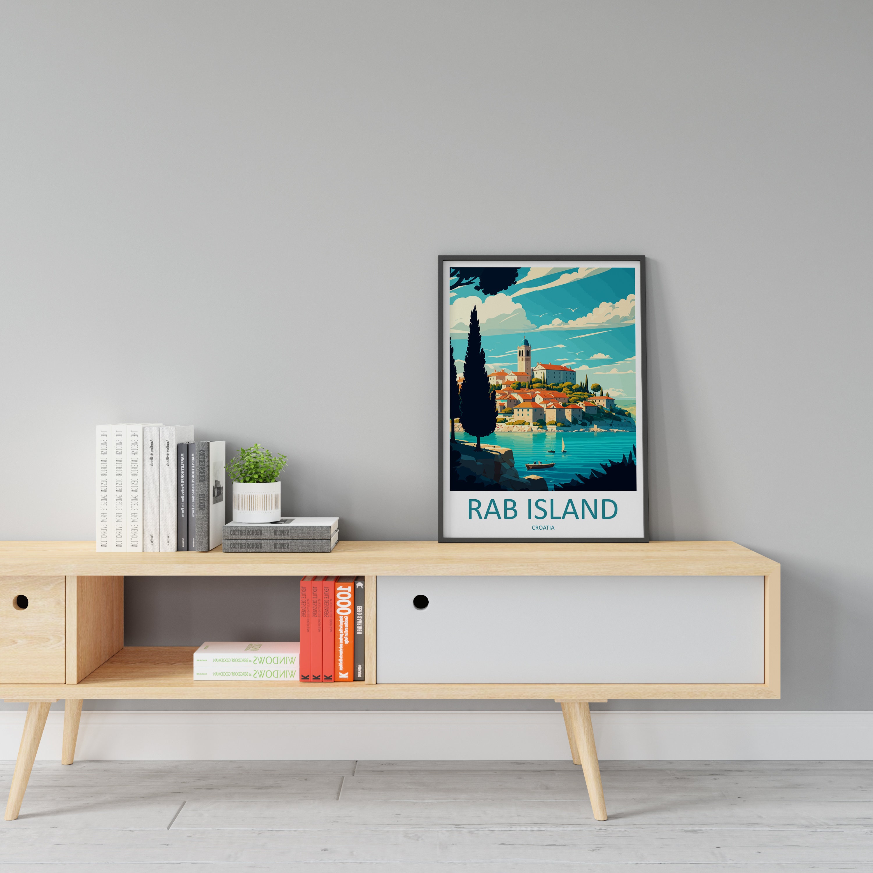 Discover Rab Island Croatie Paysage Voyage Vintage Poster