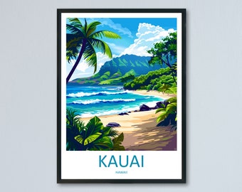 Impresión de viaje de Kauai, arte de pared, colgante de pared de Kauai, decoración del hogar, regalo de Kauai, amantes del arte, regalo para amantes del arte de Hawái, impresión de obra de arte
