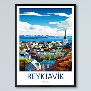Reykjavik reizen afdrukken kunst aan de muur Reykjavik muur opknoping woondecoratie Reykjavik cadeau kunstliefhebbers IJsland kunstliefhebber cadeau Reykjavik wanddecoratie