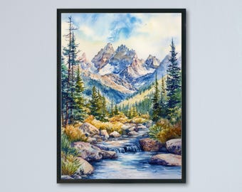 Rocky Mountains Watercolor Poster Wall Art Rocky Mountains Wall Hanging Home Décor Rocky Mountains Gift Art Lovers United States & Canada