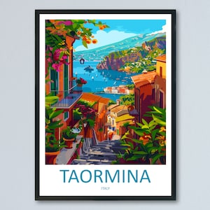 Taormina Travel Print Wall Art Taormina Wall Hanging Home Décor Taormina Gift Art Lovers Italy Art Lover Gift Taormina Print Taormina Art